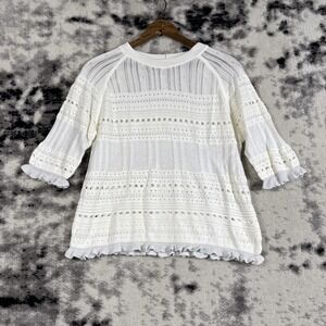 Cistar Top Womens Size Large Knit Crochet Sheer Bohemian Hippie